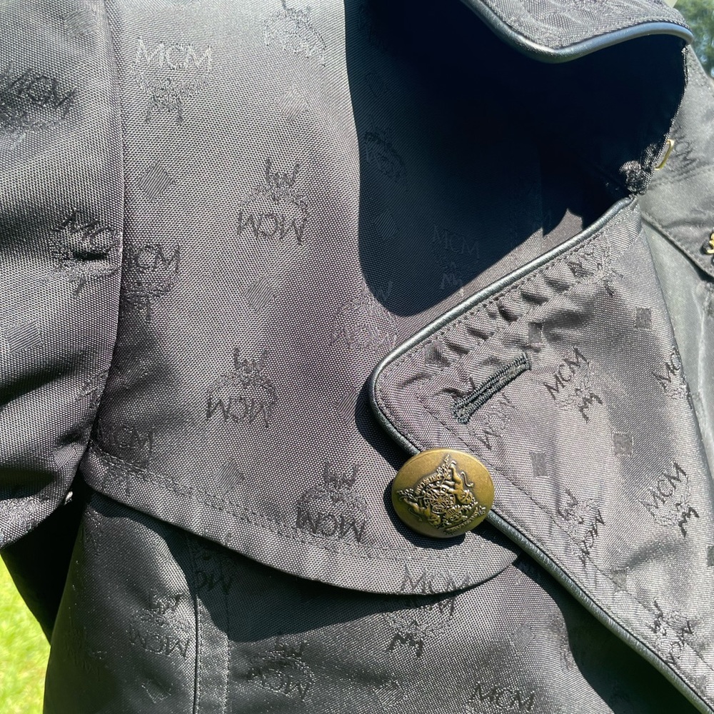 MCM Jacket x Dress Camp monogrammed black trench coat circa 2011. Sz Med - Picture 5 of 9